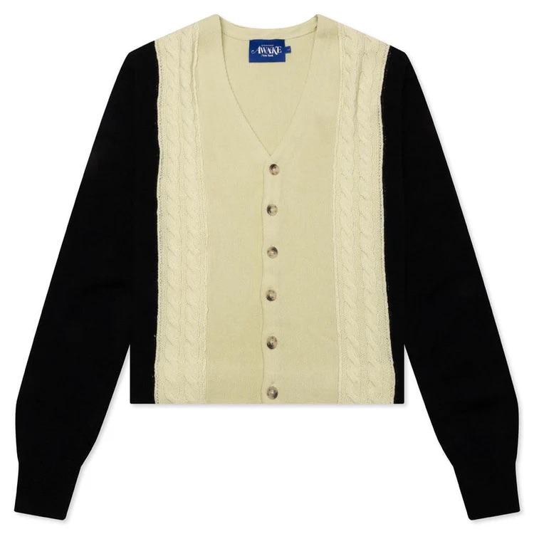 Nwt Awake Ny Off White And Black Contrast Cardigan